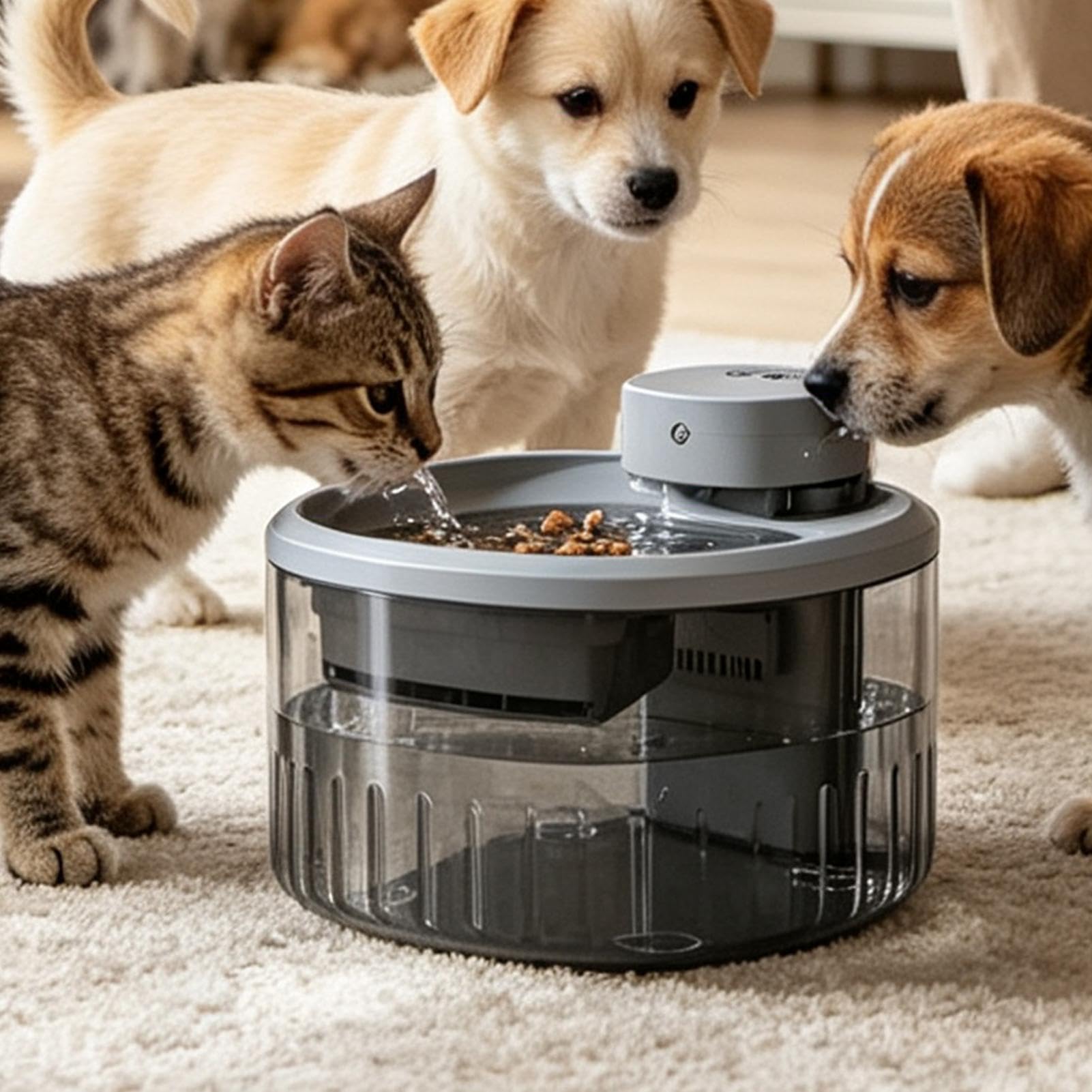Fuente de Agua para Mascotas Silenciosa con 9 Filtros De Repuesto | Fuente dispensador de agua bebedero para gatos en mascotas pequeñas, salón, dormitorio, garaje, jardín y balcón