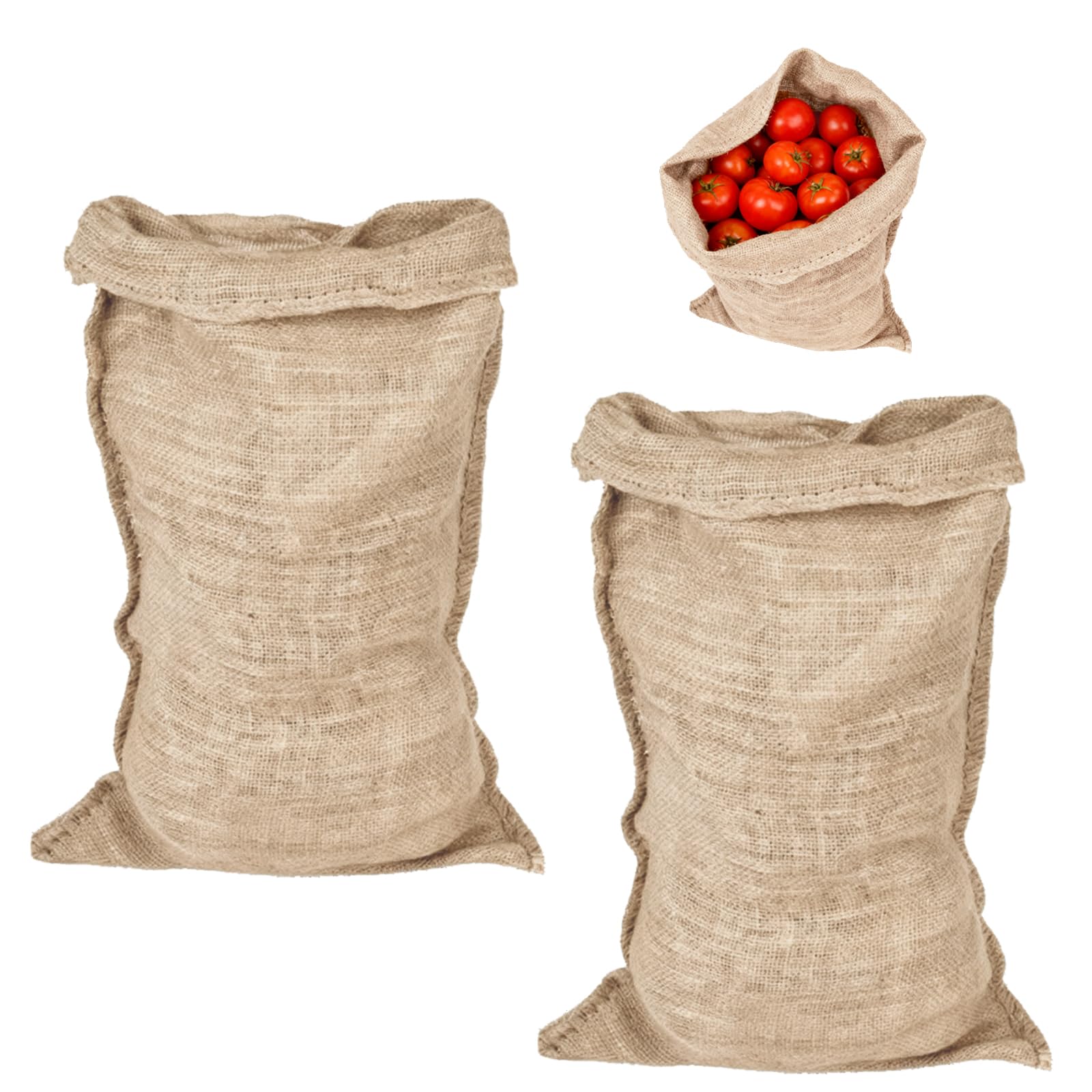 2 Pcs Large Hessian Potato Sacks,50×74cm Natural Jute Burlap Storage Bags — image 1