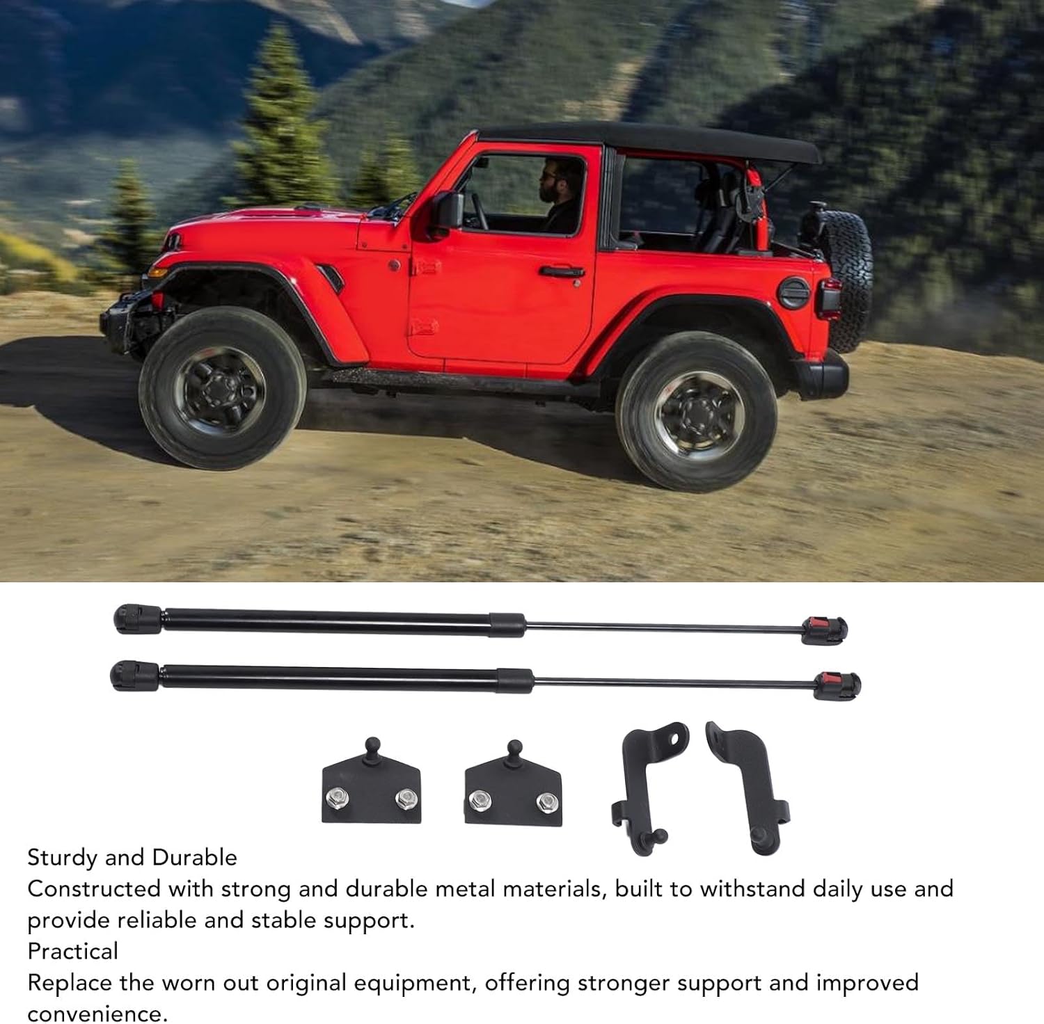 Front Hood Support Shock Strut, Quick Release and Easy Opening, Sturdy and, Easy Installation, Replace Worn Out OE, for JL 20182024, Made of Metal, Fit for