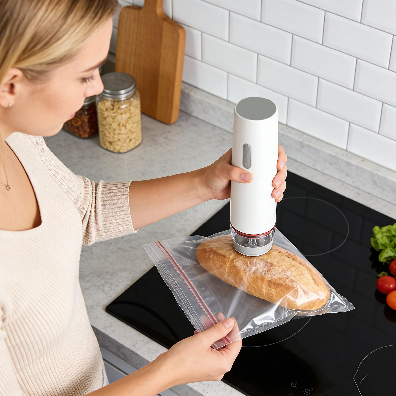 Mastic sous vide portable flexible comprenant 30 sacs recyclables gratuits pour sceller les viandes, les légumes, les collations, réduisant la détérioration et économisant les ressources pour la