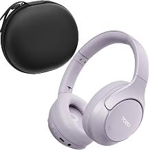 TOZO HT3 Hybrid Noise Cancelling Wireless Headphones, 90H Over Ear Headset | Hi Res Audio, AI Voice Assistant, Dual Device Connection, 32 Custom EQs, Built In 5 Mics, ANC, Foldable with Case