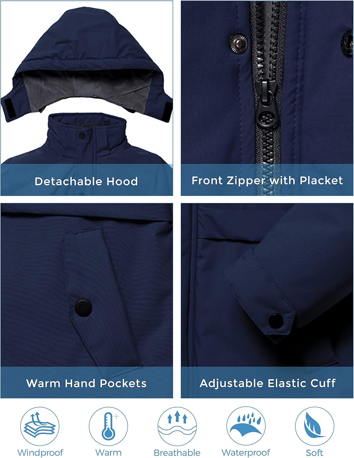 ZSHOW Boys' Waterproof Ski Jacket Hooded Fleece Lined Raincoat Warm Winter Coat - Image 5