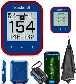 Bushnell Golf Phantom 3 Slope GPS Handlheld (Red/Blue) | 38,000+ Courses, Slope Compensation, Hazard Info, Distance Calculator, Scorekeeping, Magnet Mount, Touchscreen | Signature Series Golf Towel