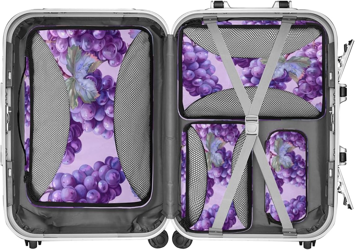 Grape 4 Set Packing Cubes Packing Cubes for Women Lightweight Travel Essential Bag Clothes Carry on Suitcase Bags for Accessories Essentials