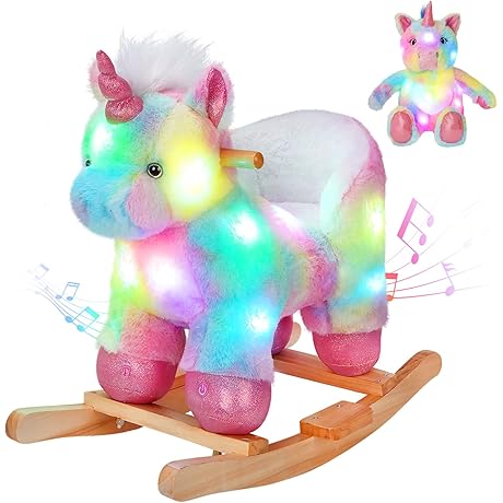 Glow Guards Rainbow Unicorn Rocking Horse for Toddlers