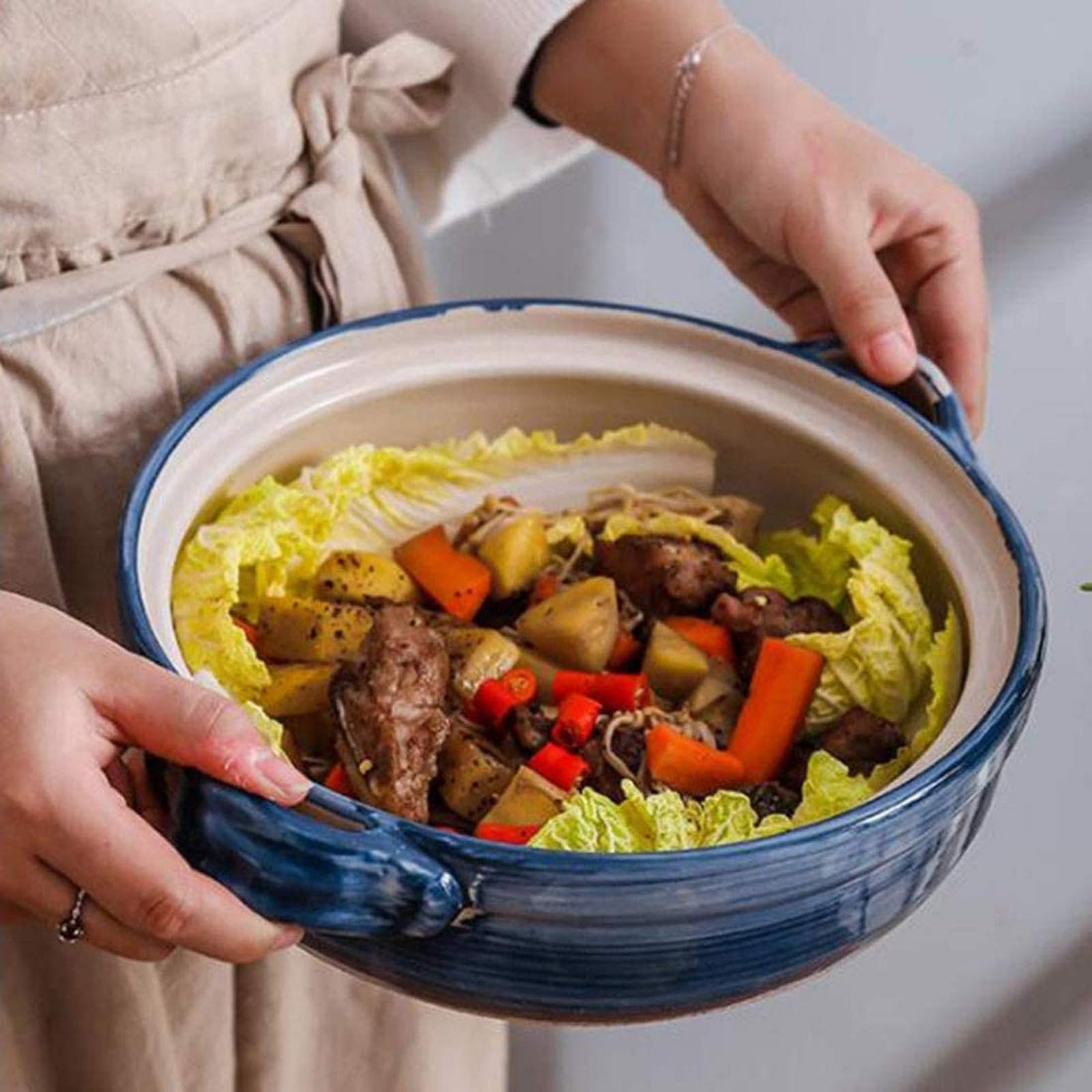 Olla de arcilla tradicional japonesa para olla caliente, cocinar al vapor, cocinar a fuego lento, cazuela y guisar