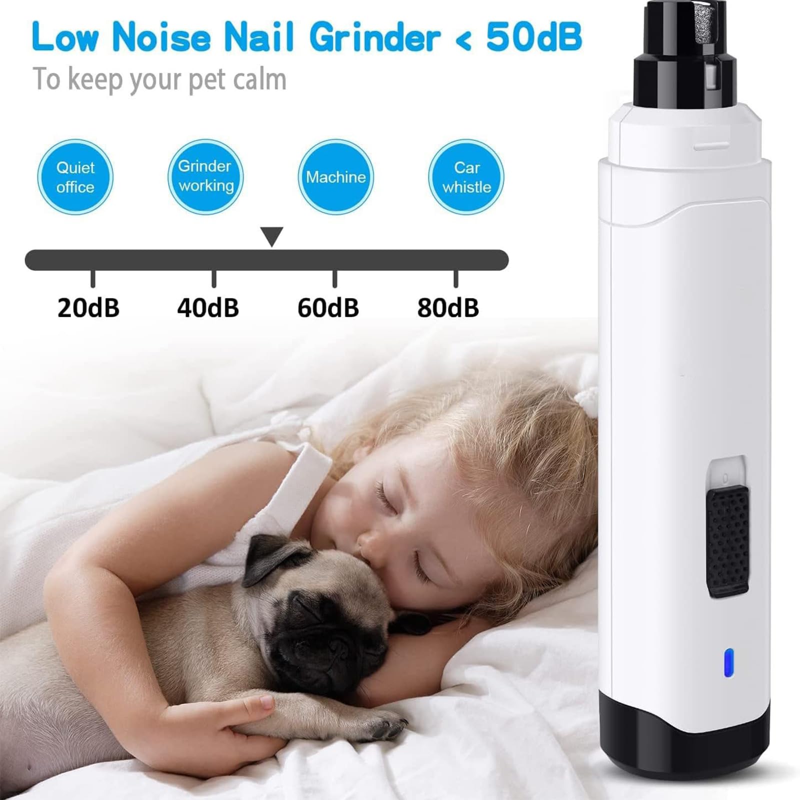 Cortaúñas Para Gatos, Kit De 3 Cortaúñas Para Mascotas Con Mango Ergonómico, Potente Motor De 2 Velocidades/funcionamiento Silencioso (50 DB)/amoladora De Brocas De Tambor De Diamante, Para Perros