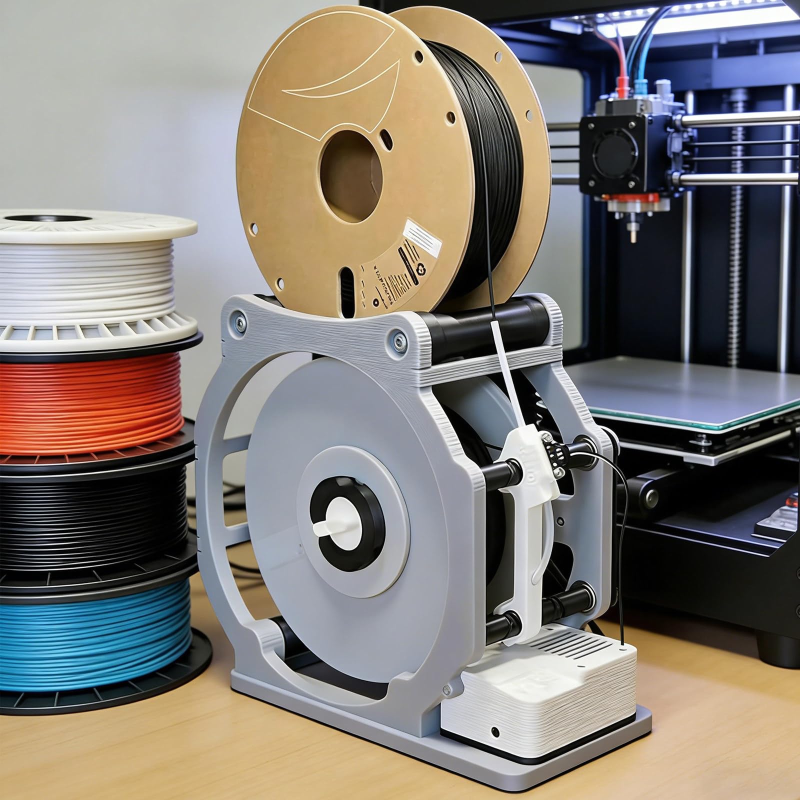 Bobinadora de bobina de filamento para bobinas de 1 kg, parada de arranque inteligente, control de tensión ajustable, accesorio de impresora 3D