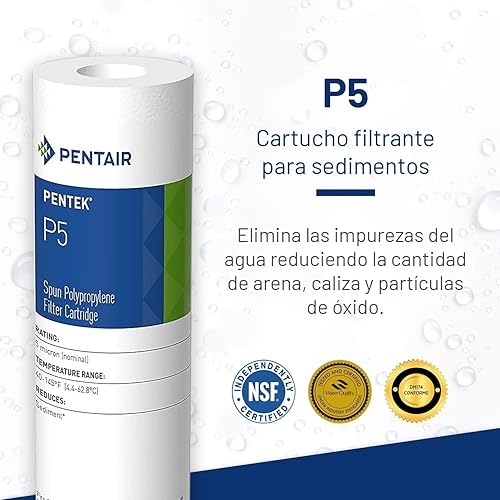 Miniatura 5 de Pentair Pentek P25 Filtro de agua de sedimentos, 10 pulgadas, cartucho de repuesto de polipropileno hilado debajo del fregadero, 10 x 2.5 pulgadas,
