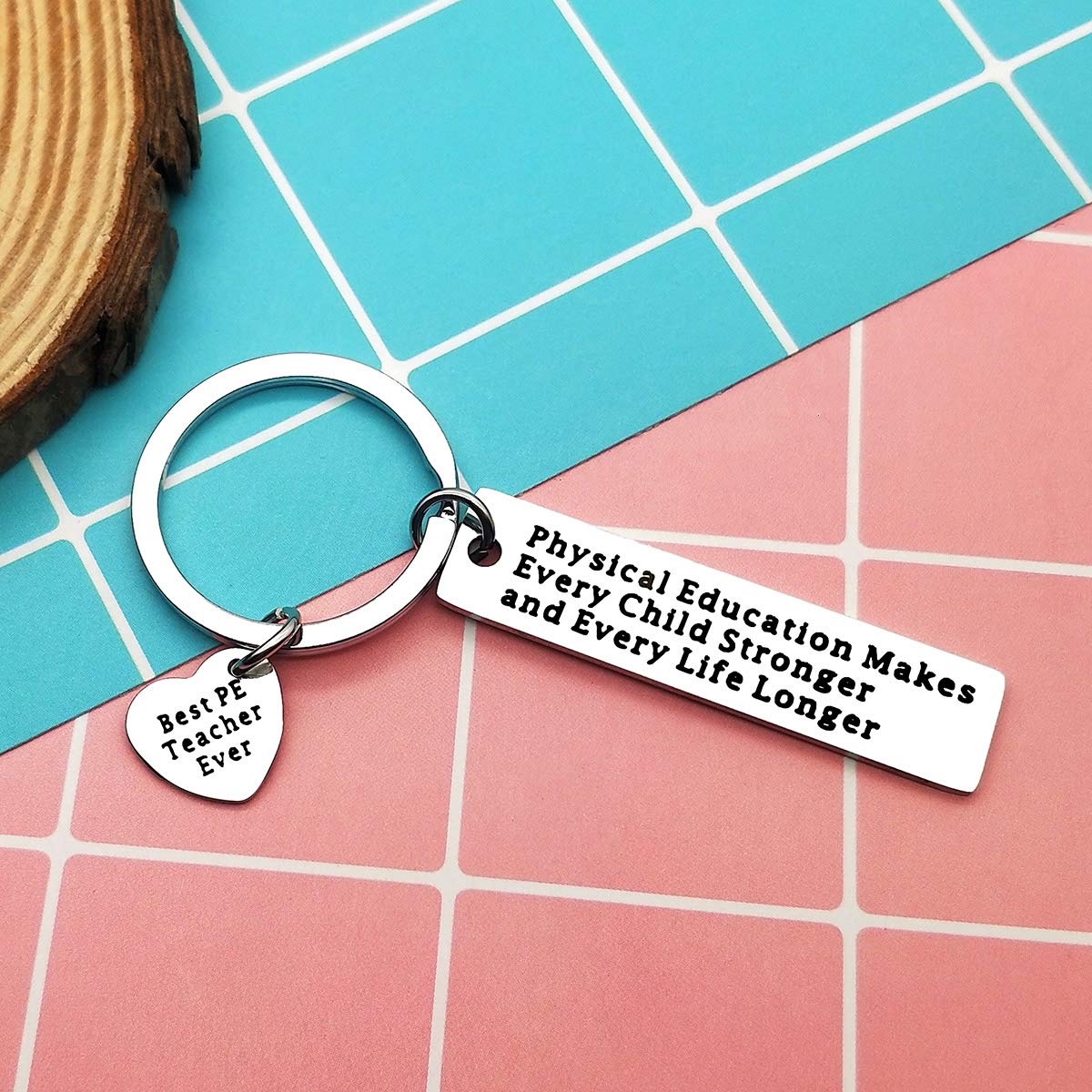 Ciyumu PE Teacher Appreciation Gifts for Women Men Gym Teacher Keychain Birthday Thanksgiving Christmas Graduation Retirement Gifts for PE Teacher from Student Stainless Steel Keyring
