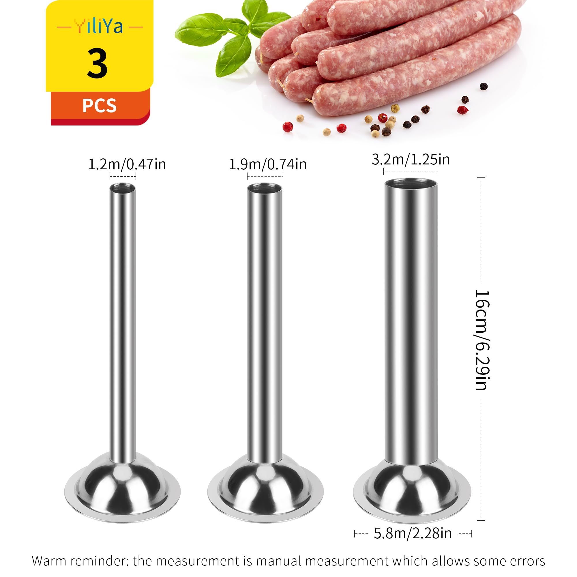 VICMAT Worstvultrechter voor #5 Worst Vulmachine, Vuller Accessoires met 3 Maten voor Maat 5 Vleesmolen VICMAT Worstvultrechter voor #5 Worst Vulmachine, Vuller Accessoires met 3 Maten voor Maat 5 Vleesmolen