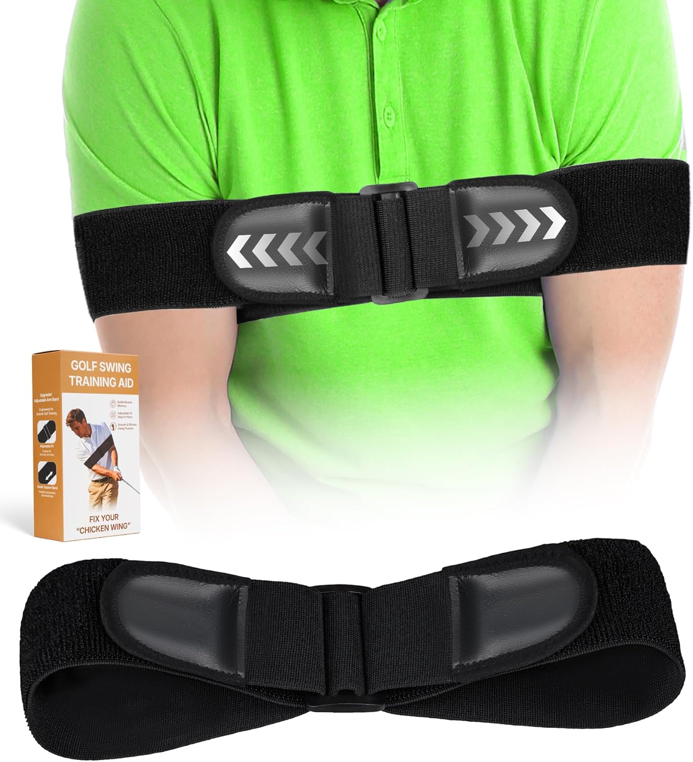 BIG TEETH Adjustable Golf Swing Trainer Arm Band, Golf Swing Trainer Strap Adjust, Golf Bag Strap