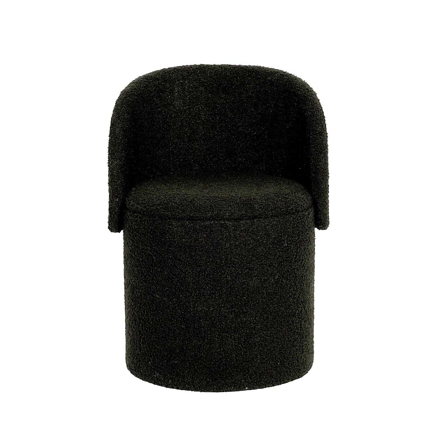 GC GAVENO CAVAILIA Boucle Round Stool Ottoman Storage Box | Vanity Stool With Storage Hidden Removable Lid, Ottoman Folding Stool Foot Rest Bench Seat Chair For Living Room, Bedroom, Black