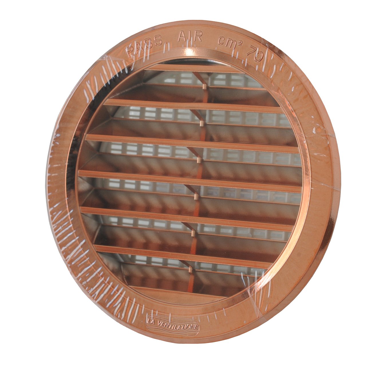 La Ventilazione T10RRAN kratka wentylacyjna z tworzywa sztucznego, okrągła, kratka podtynkowa, wygląd miedzi, Ø 120 mm