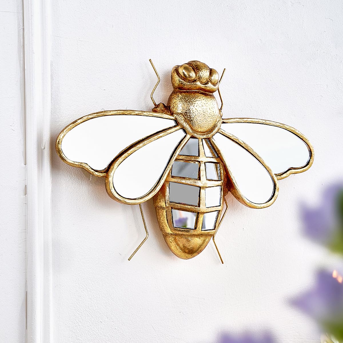 Decorazione da parete a specchio a forma di libellula dorata, decorazione da parete con libellule fatte a mano, decorazione creativa in vetro a specchio, perfetta per case a tema vittoriano ed europeo