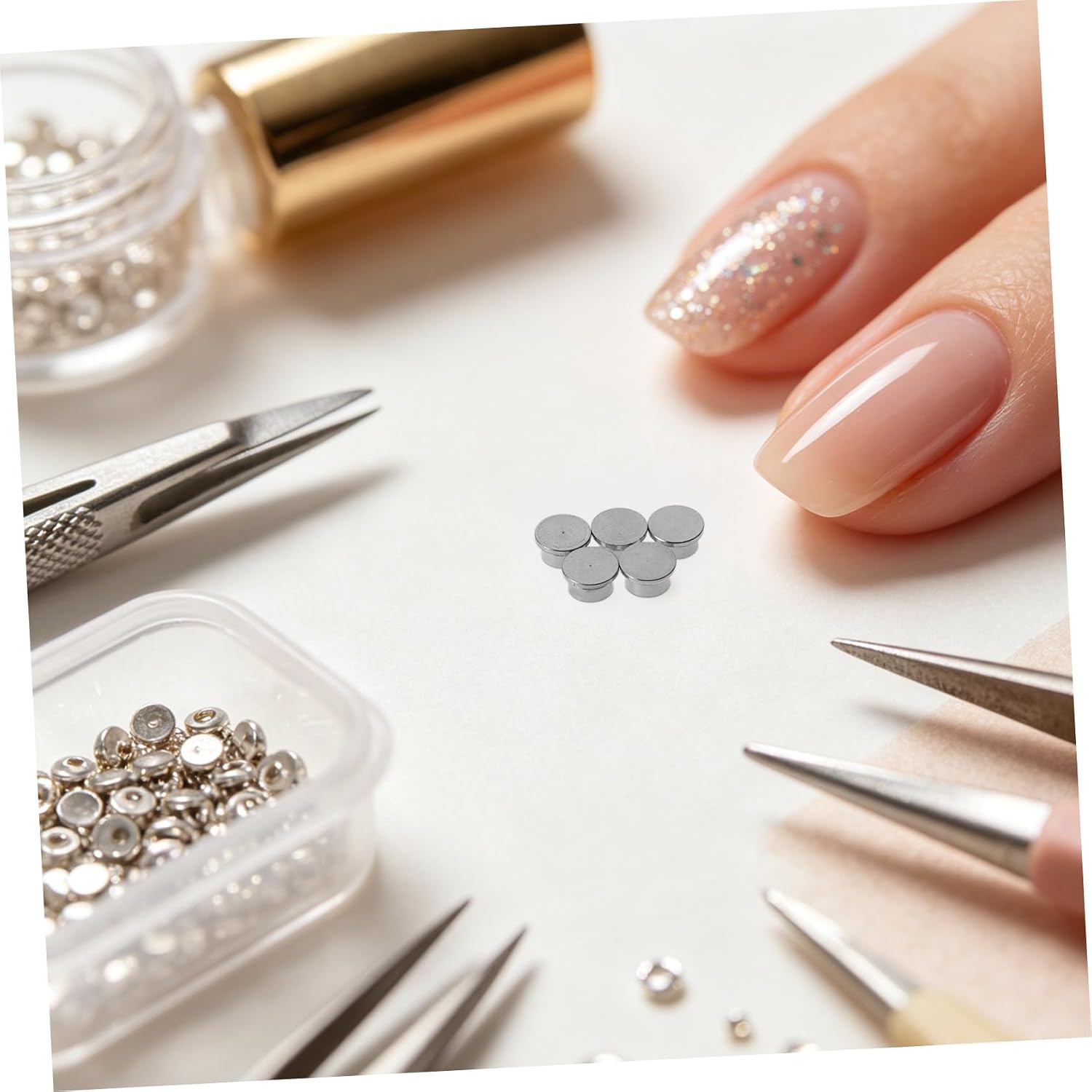 Spinning Nail Charms 0.2x0.16 Inch 10pcs Metal Rotating Shaft Bearing | Fingernail Charm Rotating Tool, Alloy Build, for Sequins and Crystal Setup, Stable Structure for Professional Nail Art