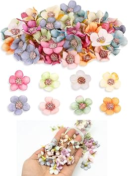50pcs Multicolour Artificial Silk Daisy Mini Flower Heads for Crafts