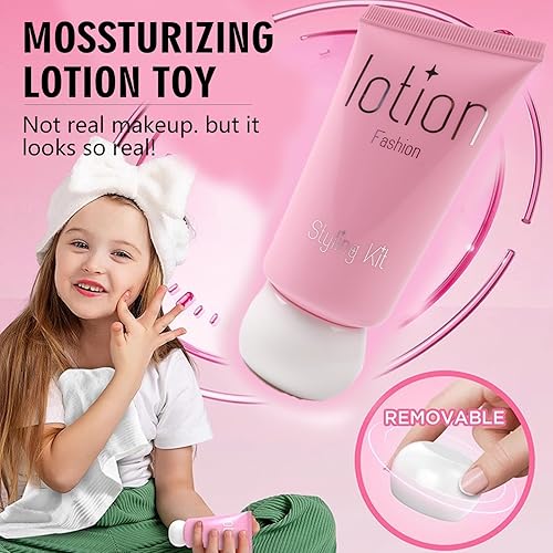 Miniatura 8 de Kit de maquillaje para niños, 17 piezas, rosa y morado, juego de cosméticos lavables con estuche de transporte, juguetes de belleza para niños