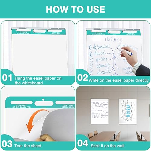 Miniatura 3 de Almohadilla de caballete pegajoso, papel de 13 x 17 pulgadas, papel de anclaje adhesivo para profesores, papel de caballete autoadhesivo, súper