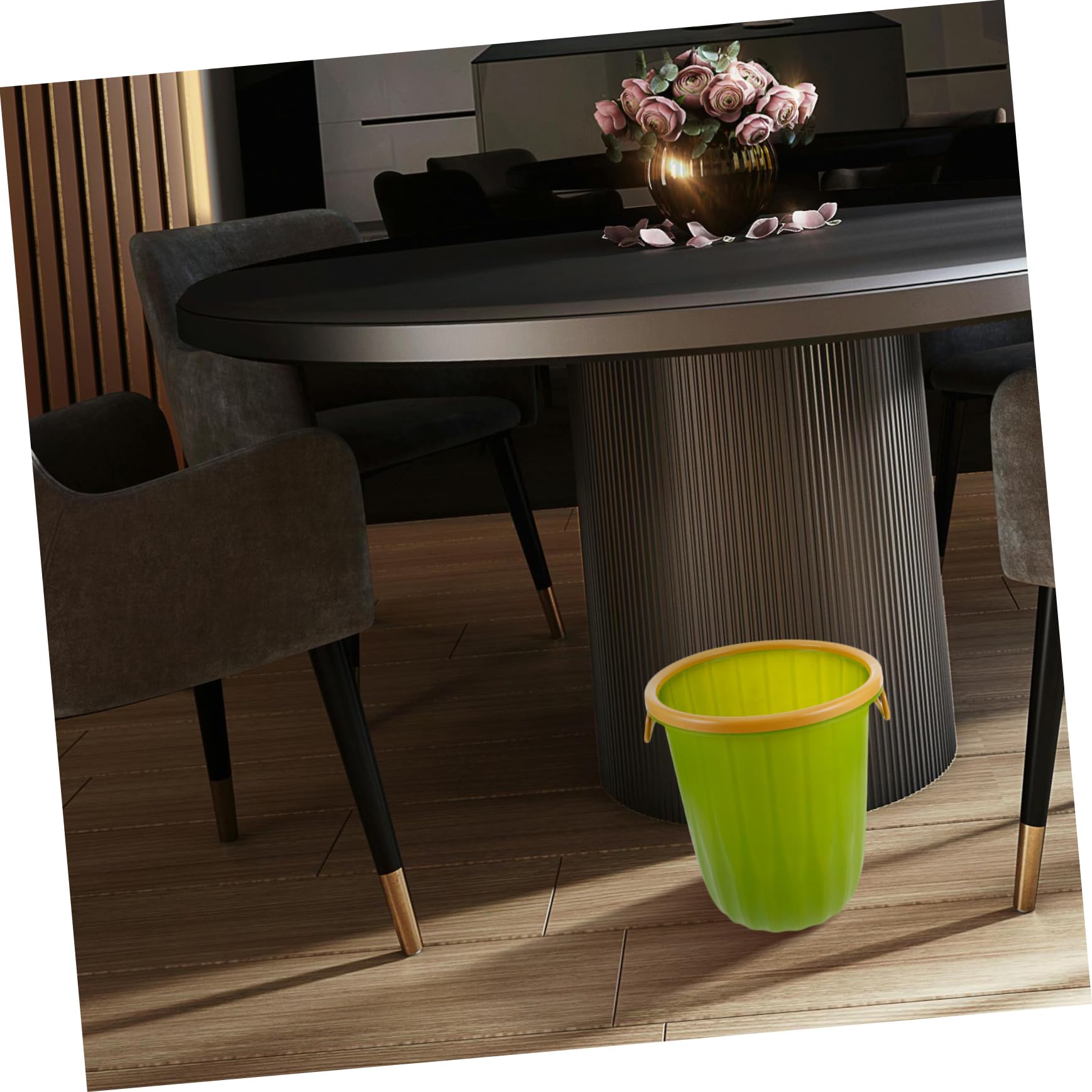 Poubelle de Chambre en Plastique Vert Grosse Capacité et Anneau de Compression, Facile à Nettoyer, pour Salles de Bain et Dortoirs