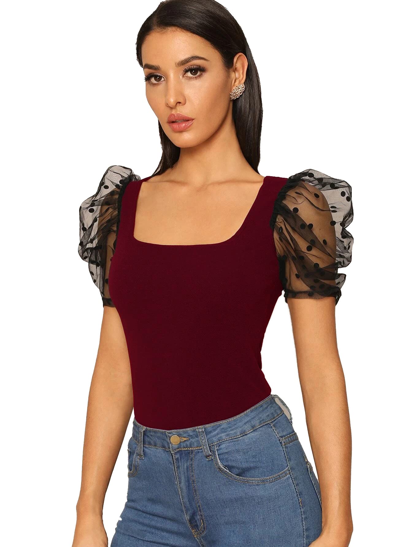 Sheetal AssociatesWomen's Polka Dots Slim Fit Dress Shirt