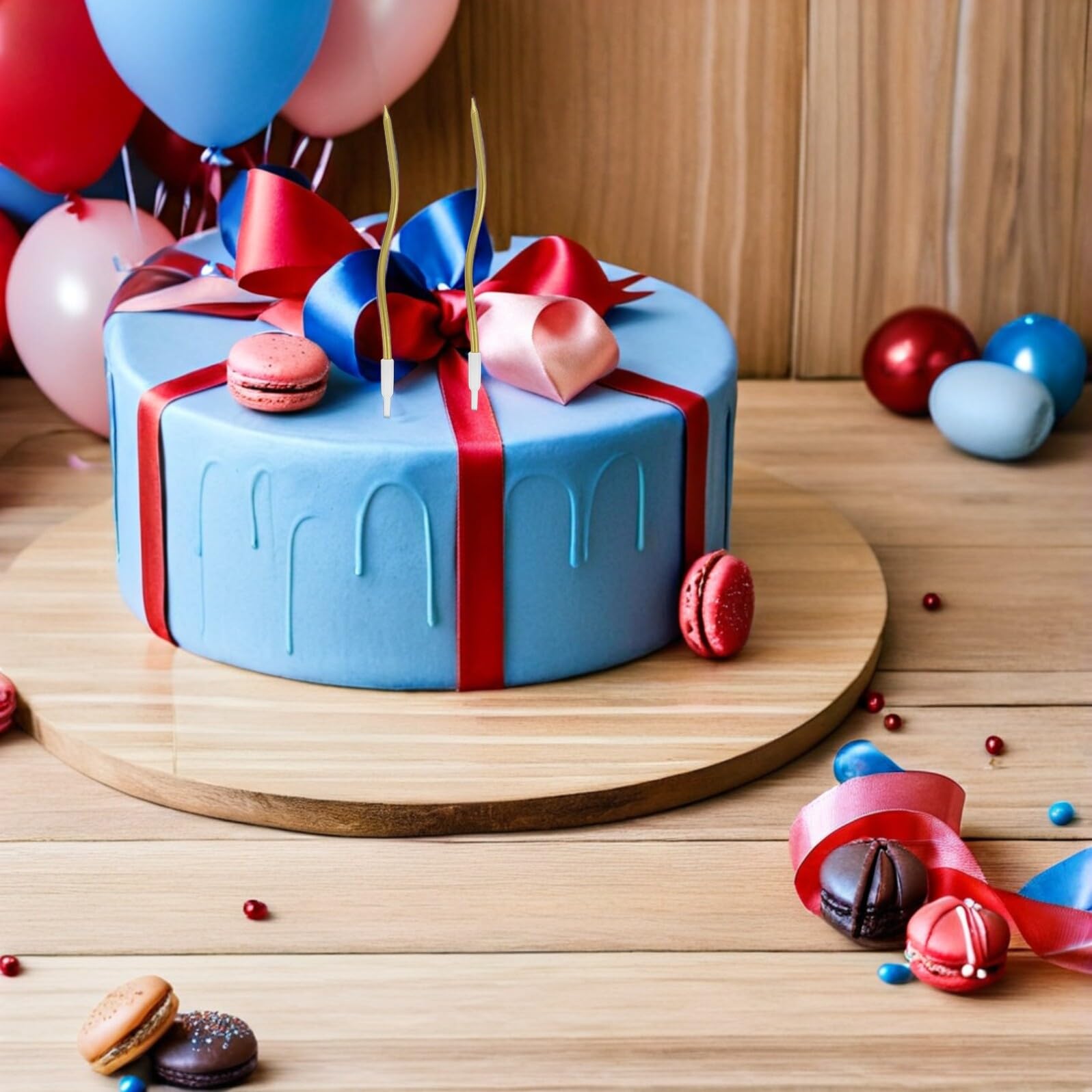 STOBAZA 120 Unidades Velas de Cumpleaños Espirales Doradas para Pastel con Soporte, para Fiestas al Aire Libre, Cera de Parafina sin Olor y Llama Estable, Decoración Elegante para