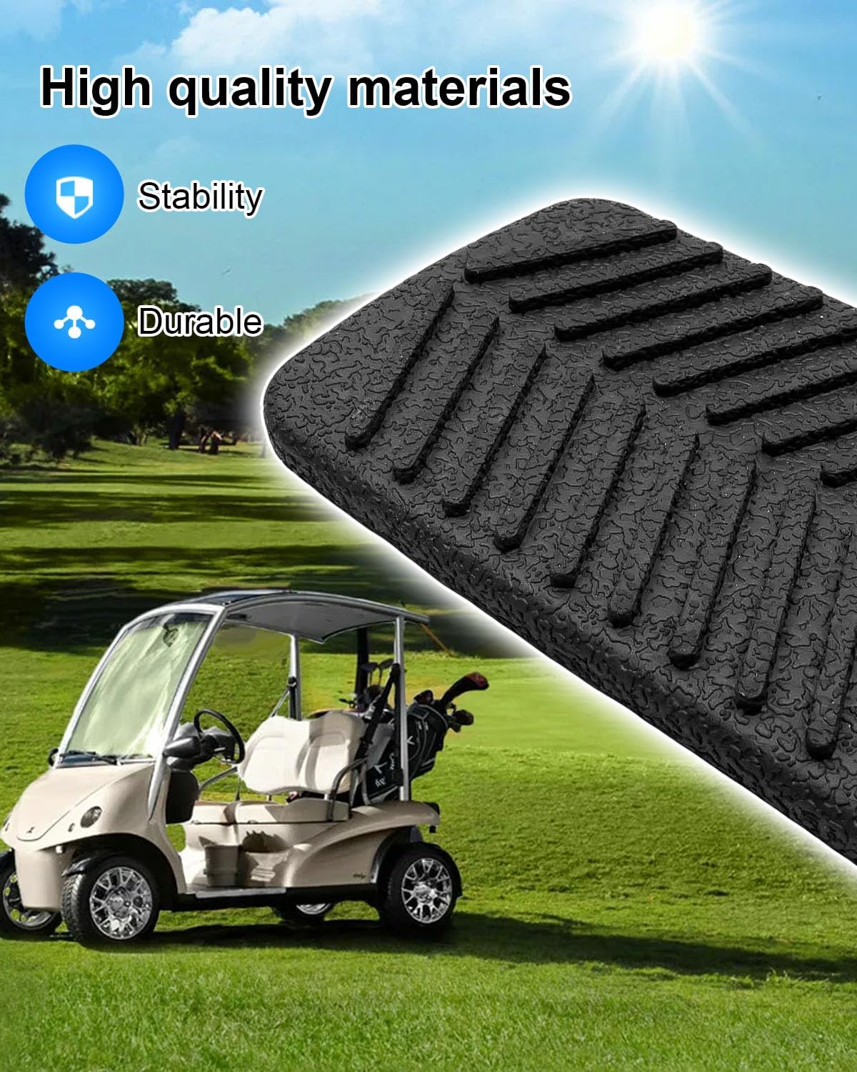 Golf Cart Brake & Accelerator Pedal Pad Cover Kit Fit for EZGO RXV 2008-Up Gas and Electric Vehicles Replace 600252 600255 610471 610529