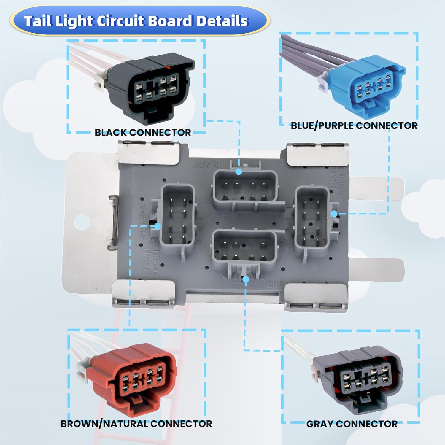 Tail Light Circuit Board with Stainless Bracket Compatible with Cadillac/Chevrolet/GMC Models Replace# 15304995 923-012 15031996, OEM Standard