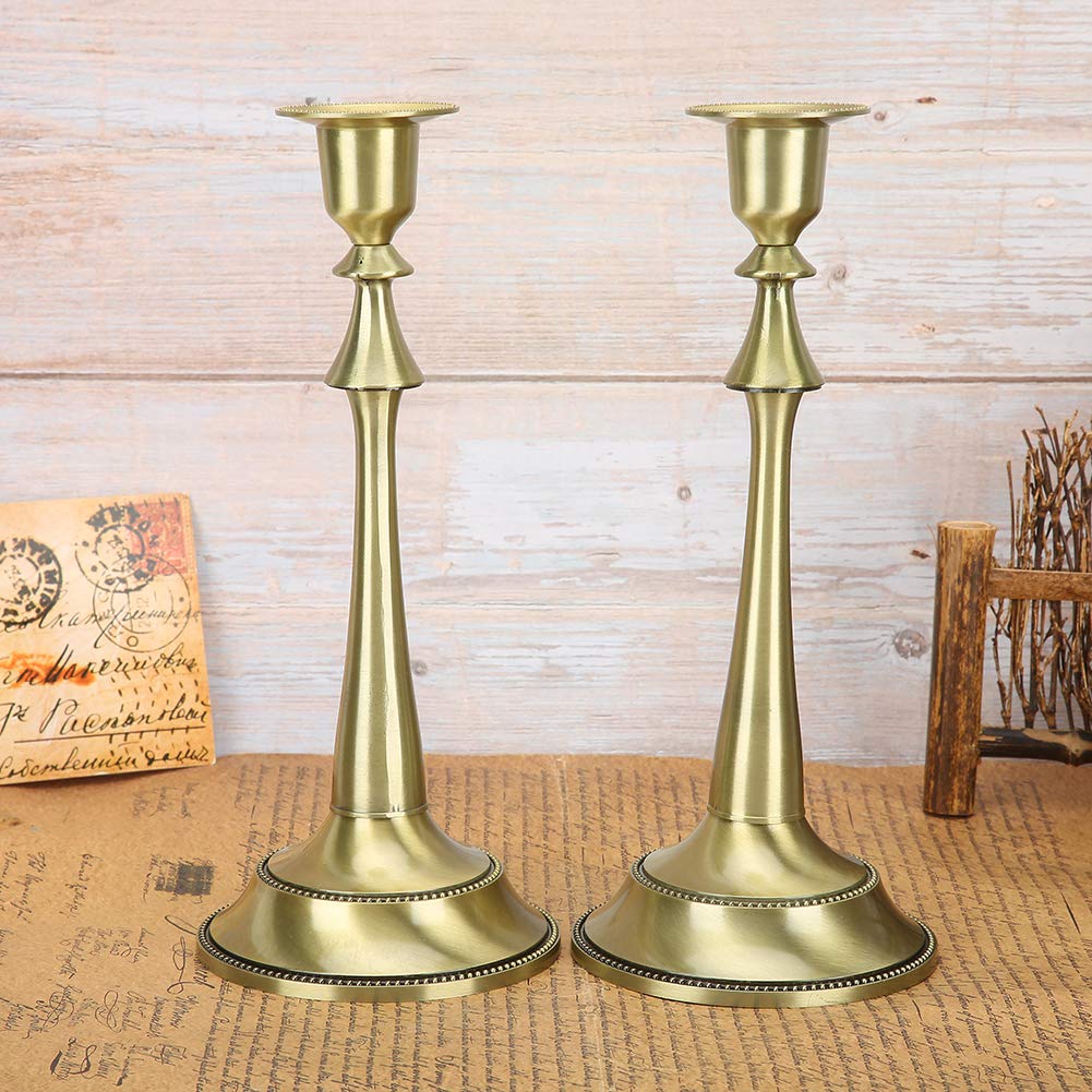 2 Pezzi Portacandele Portacandele Stile Europeo Portacandele Conico a Testa Singola per Candelieri, Centrotavola per Matrimoni, Pranzi, Feste, Lega di Zinco(Patina Verde)