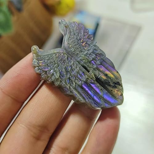 Miniatura 1 de TEAMWILL 1 pieza de labradorita natural de cuarzo tallado en piedra de calavera de roca escultura tallada a mano (búho)