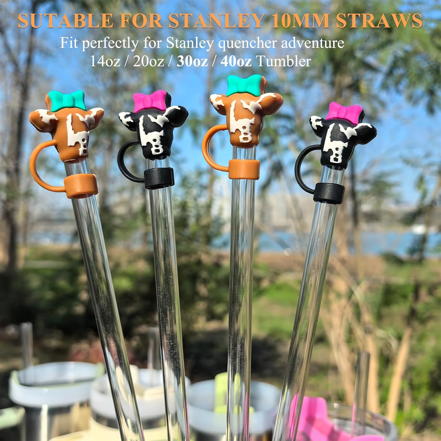 3D Cow Straw Covers Cute Farm Animal Stanley Cup Accessories