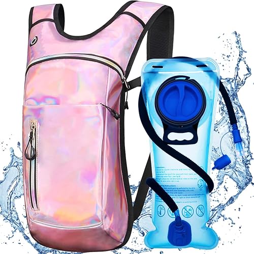 Mochila de hidratación, mochila de agua con vejiga de hidratación de 2 litros, mochila de hidratación para rave, esencial para festivales,