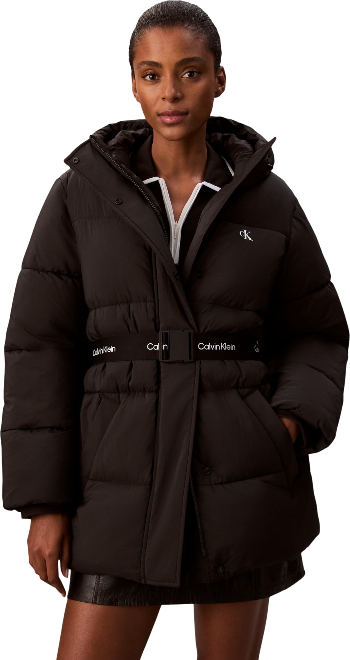 Calvin Klein Damen Belted Midweight Puffer Lv047d507g Jacken