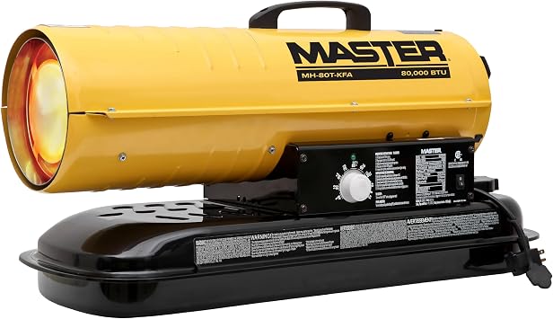 Master 80,000 BTU Battery Operated Kerosene/Diesel Forced Air Heater with Thermostat MH-80TBOA-KFA
