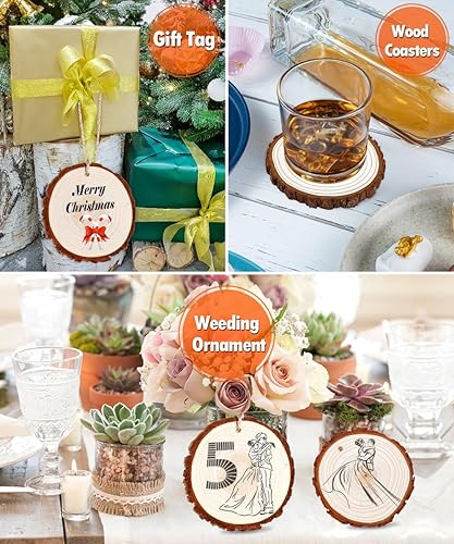 Miniatura 7 de wohohoho 10 piezas de rebanadas grandes de madera natural de 9 a 10 pulgadas para centros de mesa, círculos de madera sin terminar con corteza para