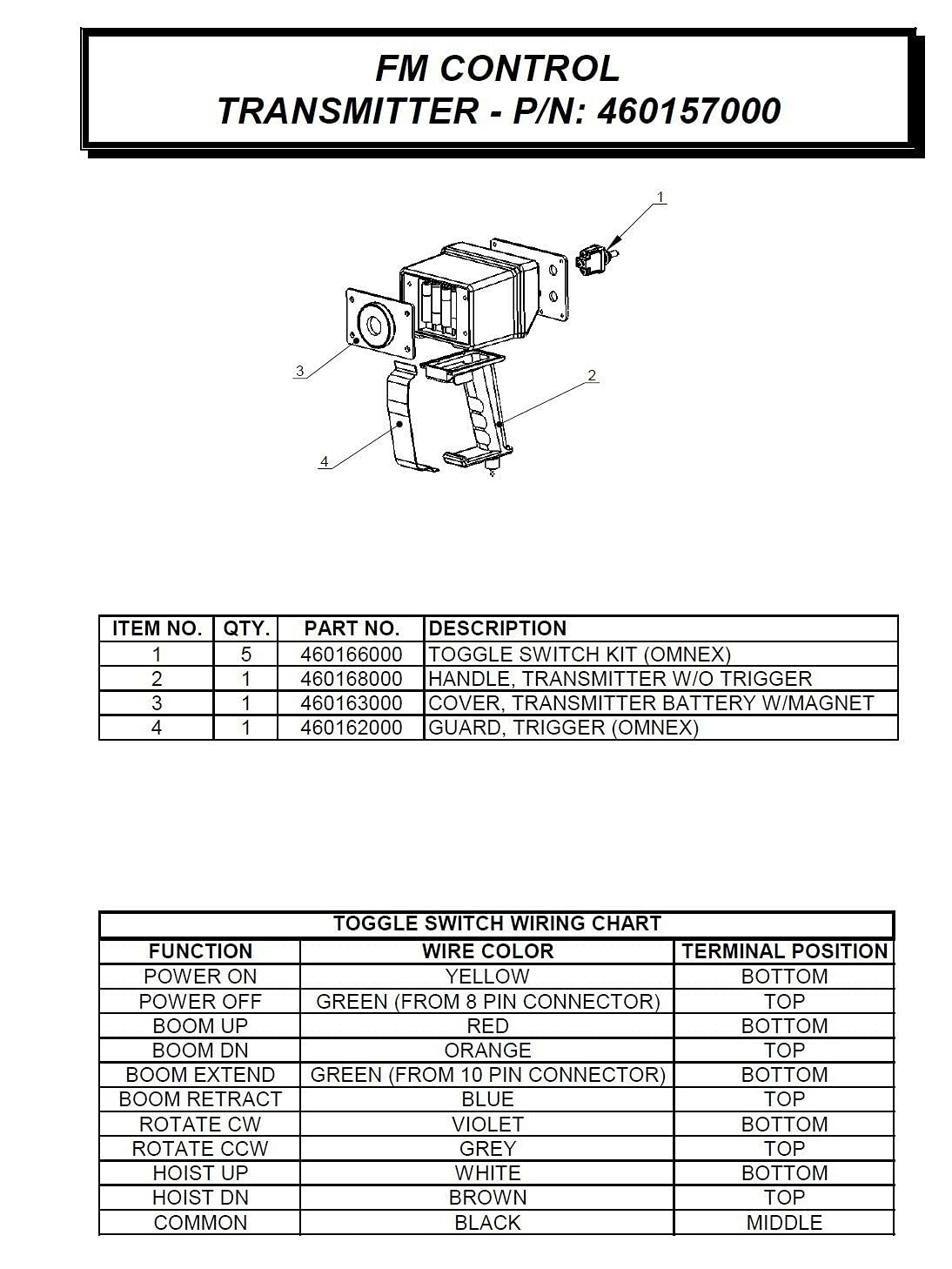 Auto Crane Transmitter, Non-Proportional, 4 Toggle, W/ON-Off