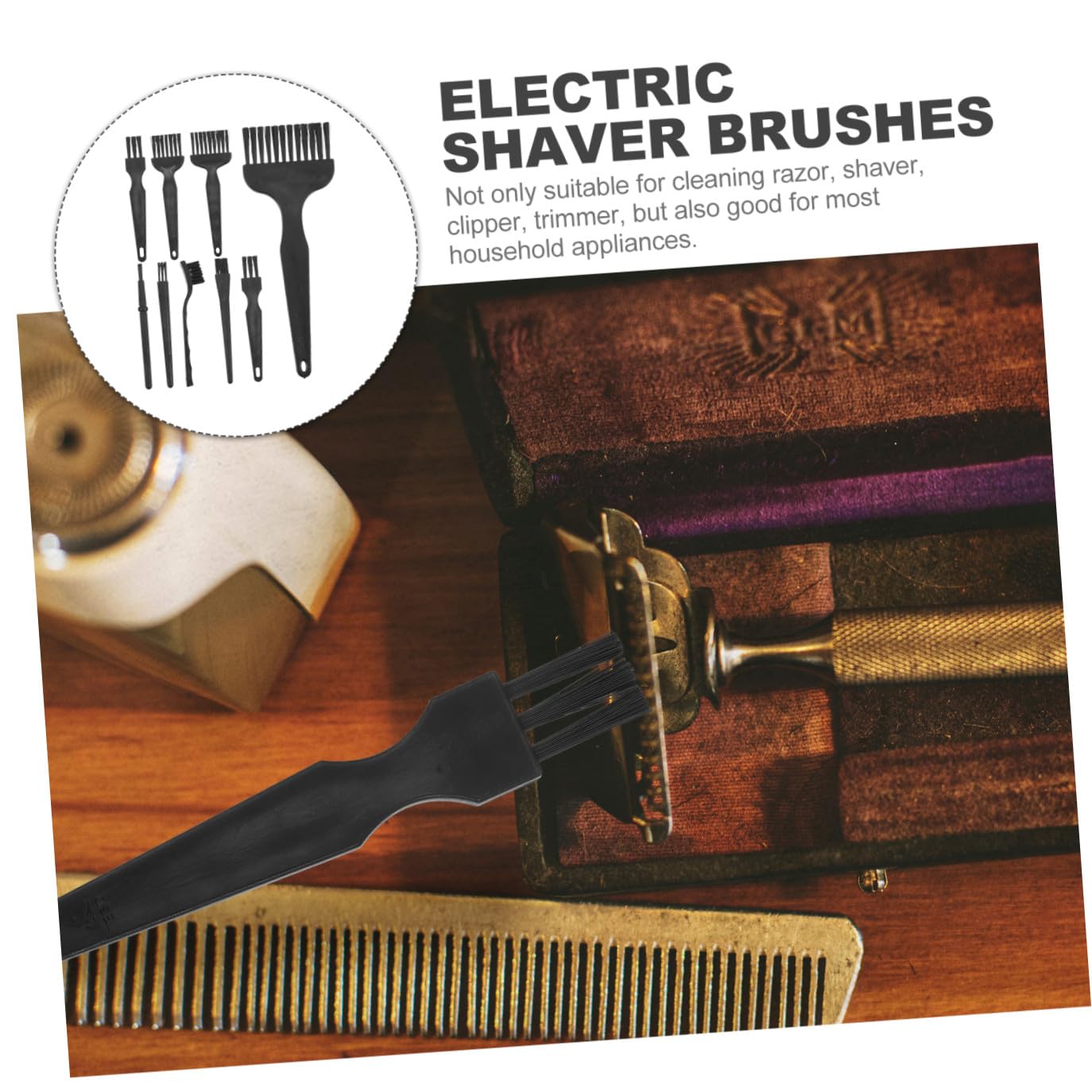 Ipetboom 8pcs Shaver Brush Set Electric Razor Cleaner Mini Brush Cleaner for Razor Shaver Clipper Trimmer