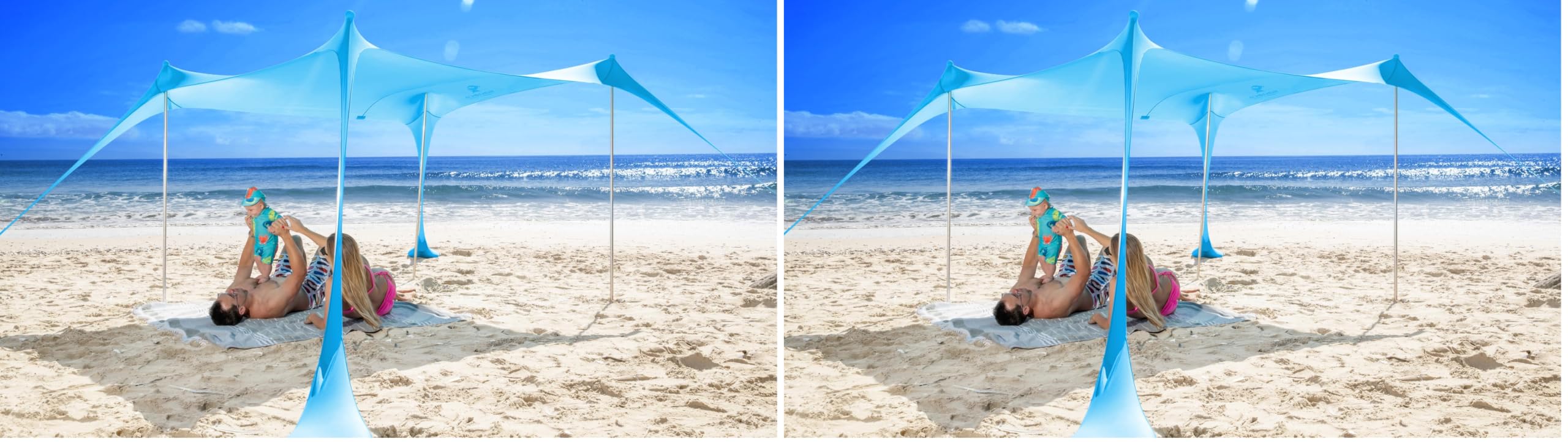 SUN NINJA Beach Tent Sun Shelter, Beach Shade Canopy with UPF50+ Protection
