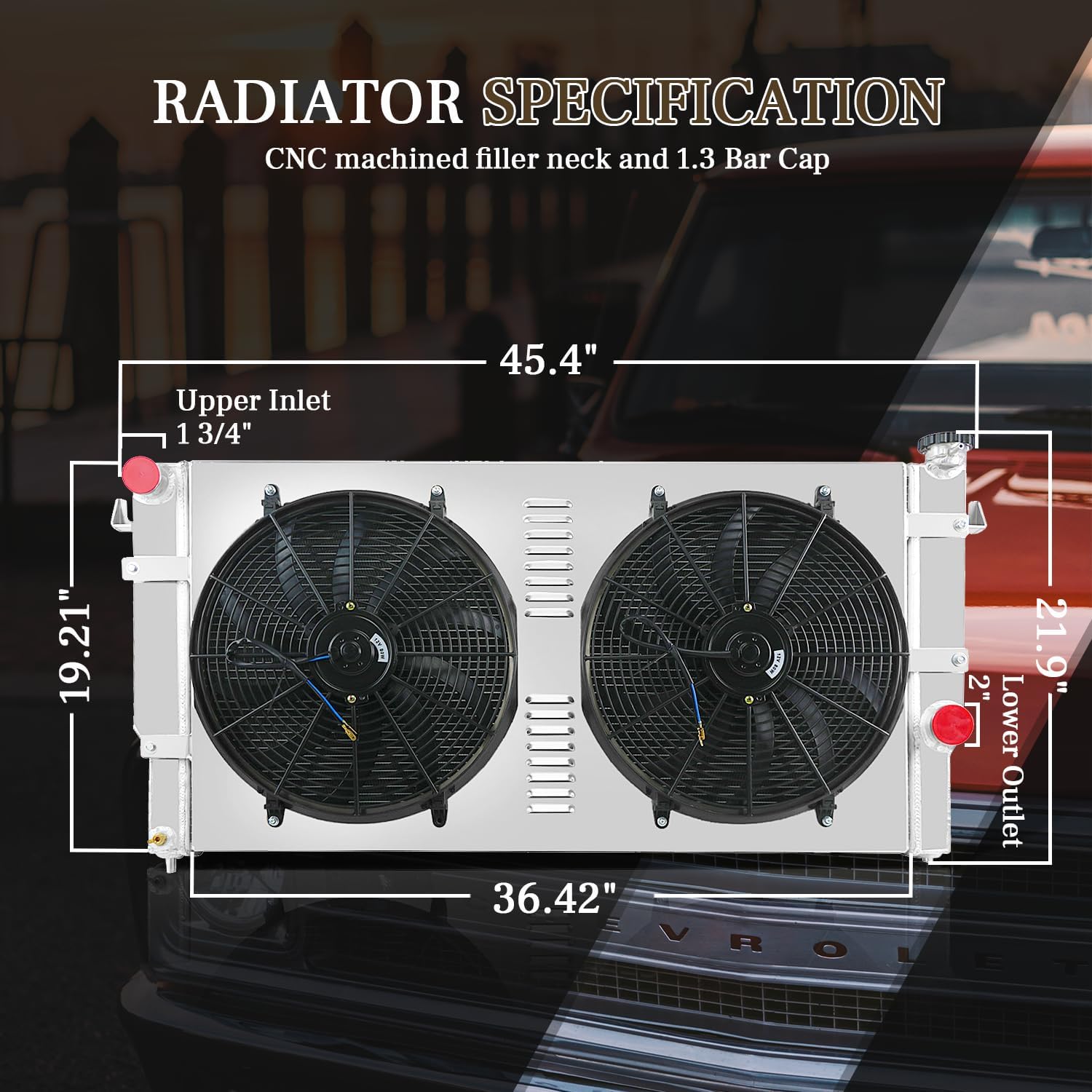 1/2/3/4 Row Aluminum CU1553 Radiator + 2 x 16" Fan Shroud + Relay Compatible with 1994-2002 Dodge Ram 2500/3500 Quad Cab 5.9L L6 V8 Turbo Diesel Cummins (4 Row Radiator Fan Shroud)