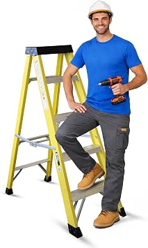 5 Tread Fibreglass Step Ladder   Lightweight, Stable & EN-131 Certified   Professional-Grade Ladder for Electrical & Industrial Use