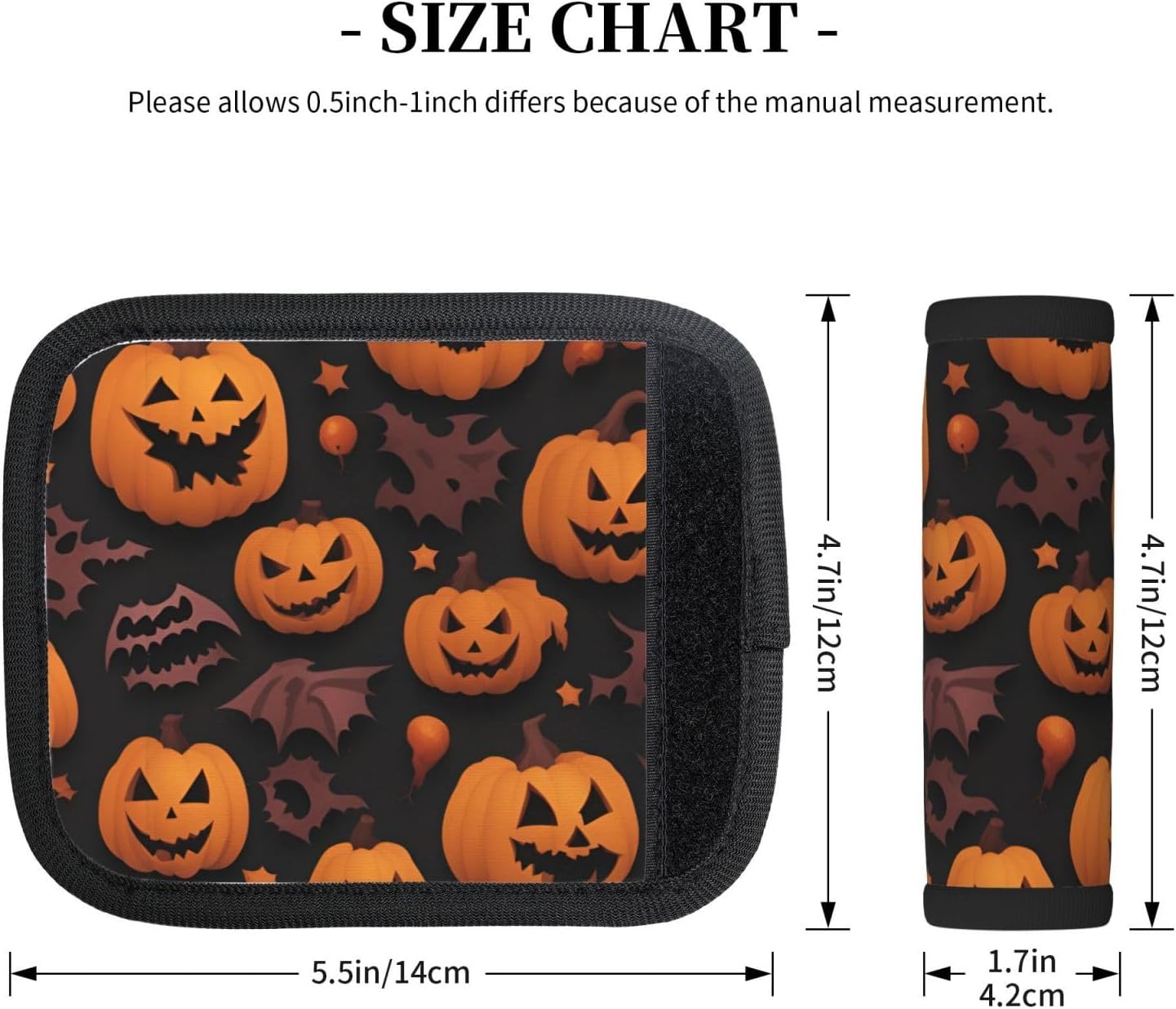 Cute Halloween Pattern 1 Print Luggage Handle Wraps Luggage Identifiers Soft Neoprene Luggage Handle Wraps for Suitcase Trolley Handle Grip Cover 2 Pack Luggage Tags
