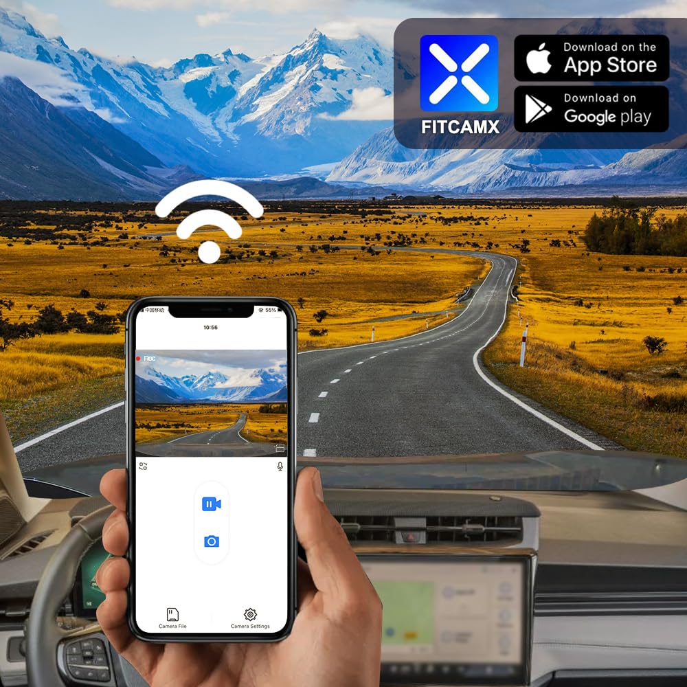 Fitcamx Dash cam Anteriore 2160P+Posteriore 1080P Adatta per Ford Puma 2024 2025 2026 (D1120), OEM Videocamera da Cruscotto, Doppio Video HD Wifi, Sensore G, Registrazione Loop, WDR, Scheda da 128GB