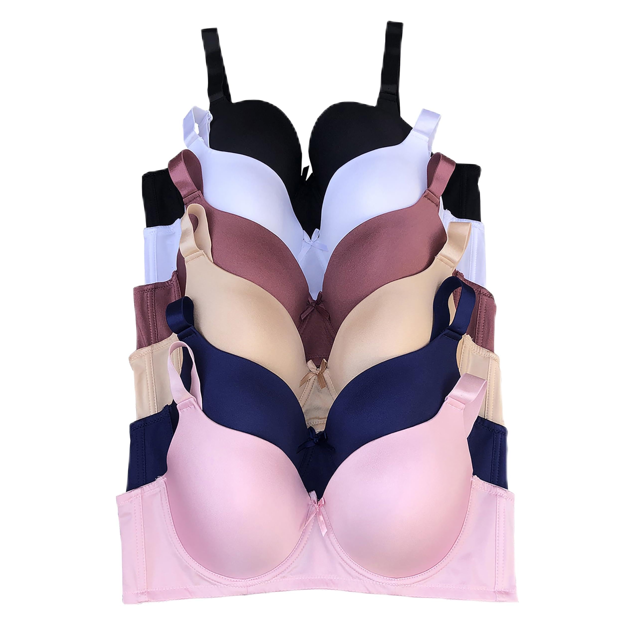 Viola's Secret 6 Pack of Color Print T-Shirt Bras B Cup C Cup and D Cup