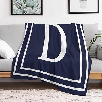 Bed Blanket 30"x40" Initial Letter D Monogram Plush Fuzzy Cozy Blanket English Alphabet Monogrammed Cozy Decor for Kid Baby Boys Girls Adults