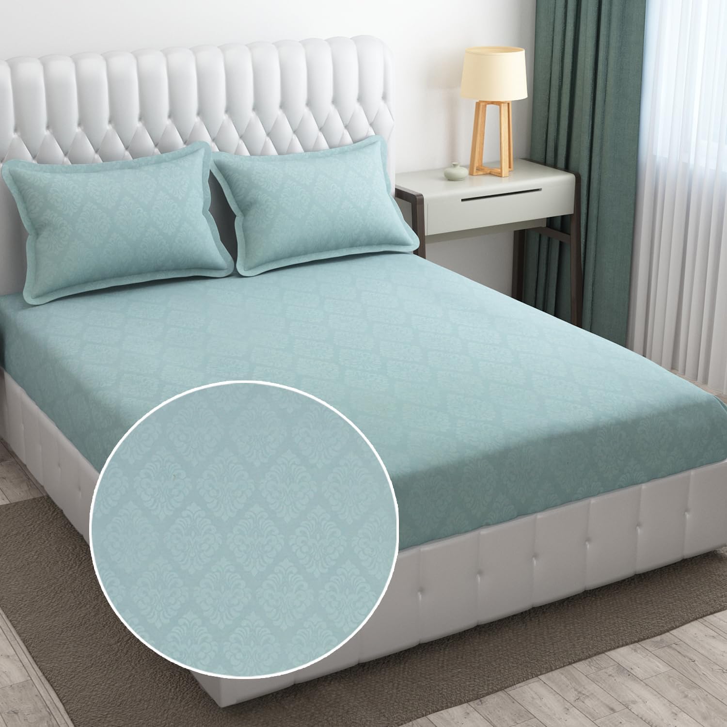Blue Strip Polycotton Bedsheet, Double 90x100 (Powder Blue)