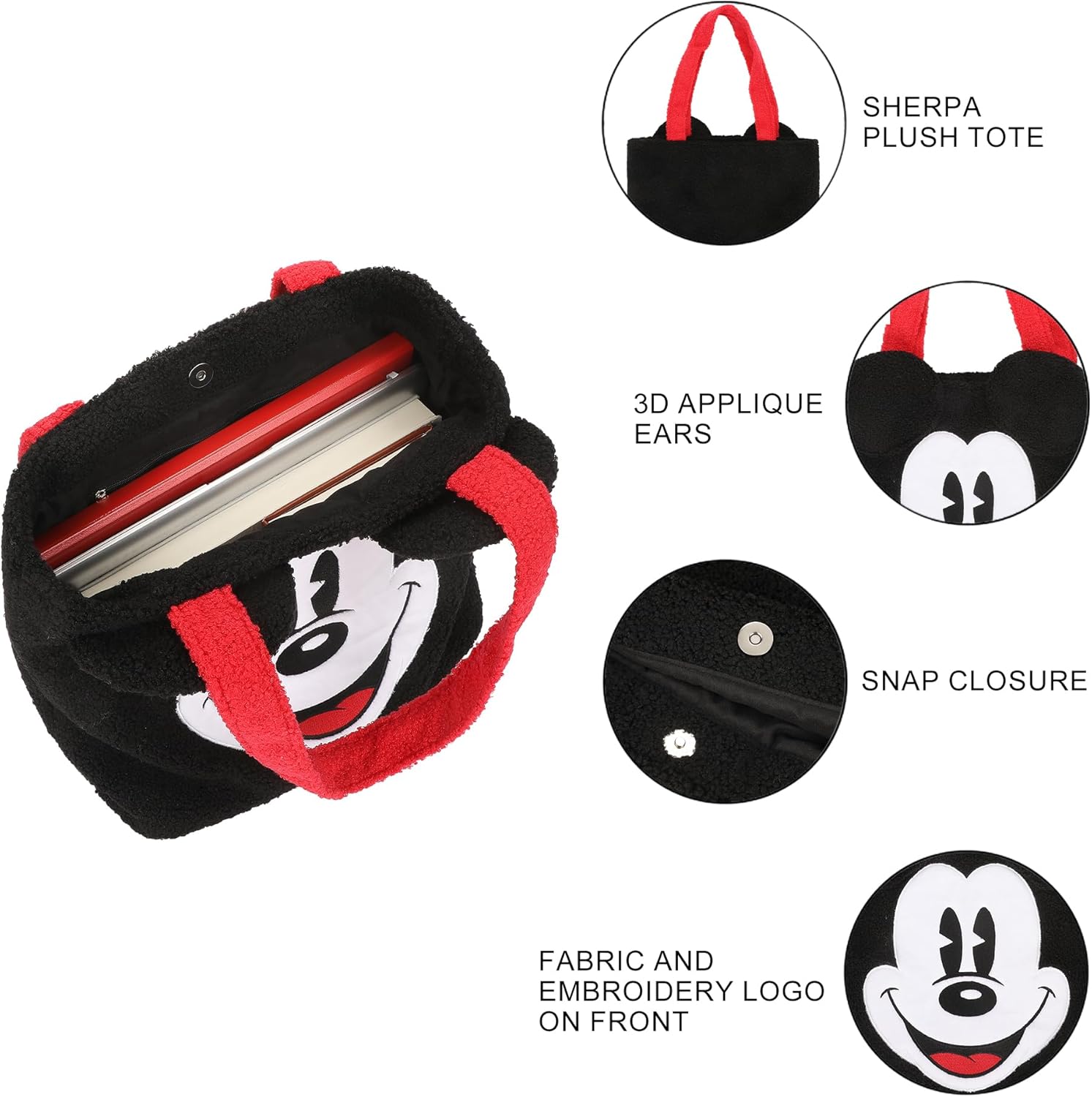 Bioworld Mickey Mouse Classic Sherpa Women's 12" Tote Bag - Image 5