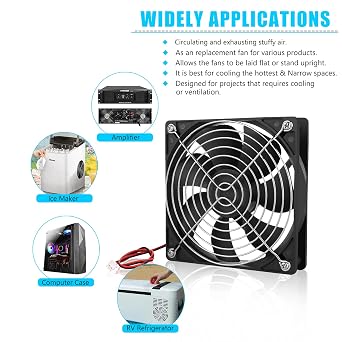120mm x 25mm 12V 2-PIN Brushless DC Cooling Fan 2-Pack