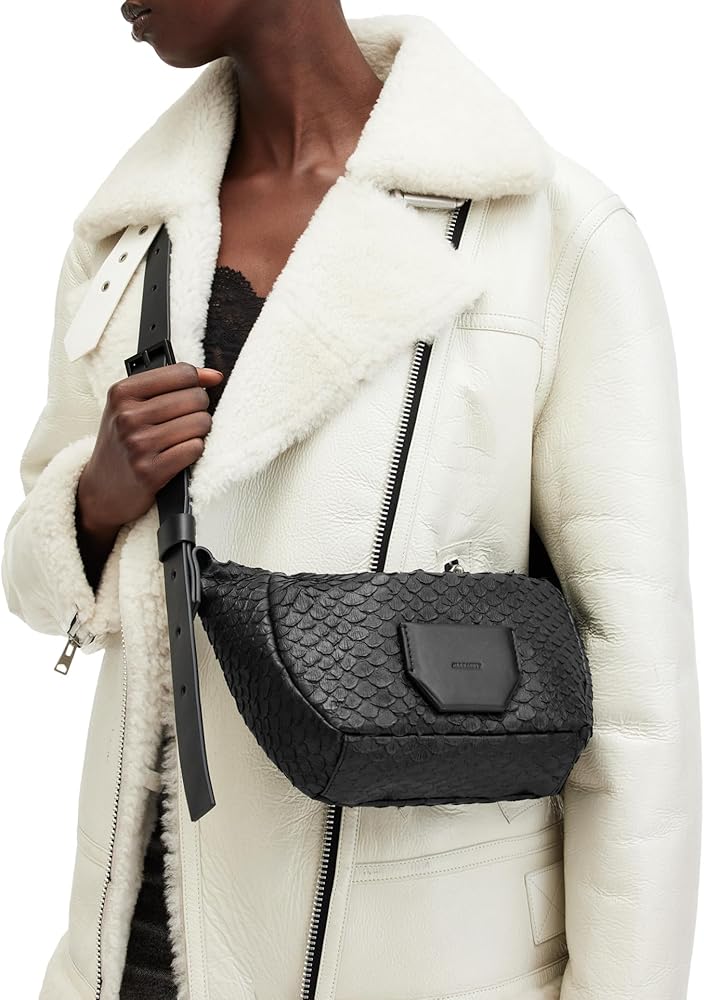 AllSaints Women's MADEA SNAKE XBODY Black One Size: Handbags