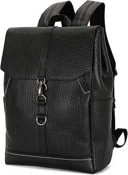 Travel Computer Backpack for Men, 15.6 inch Laptop Bookbag Large Capacity Genuine Leather Shoulder Bags Daypack Black