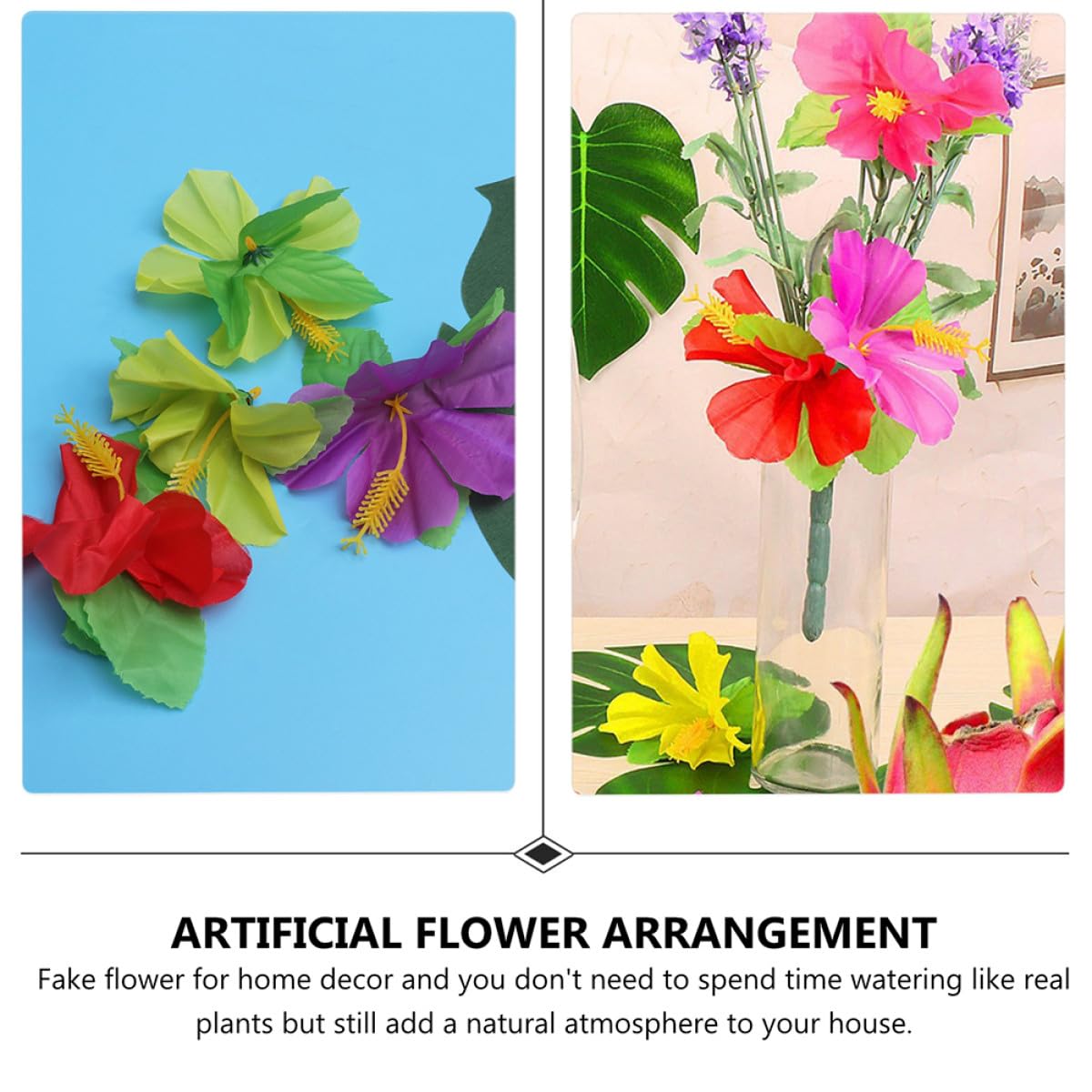 72 Stück Künstliche Hibiskusblüten Deko aus Stoff für Sommerfest und Hawaii Blumendekoration Tropische Kunstblumen ohne Wasserbedarf als Party Dekoration Zufällige Farbe